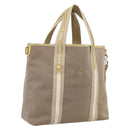 PRADA Hand Bag Jacquard Beige Gold Auth 202467-1