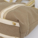 PRADA Hand Bag Jacquard Beige Gold Auth 202467-9