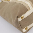 PRADA Hand Bag Jacquard Beige Gold Auth 202467-14