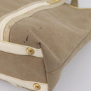 PRADA Hand Bag Jacquard Beige Gold Auth 202467-15
