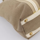 PRADA Hand Bag Jacquard Beige Gold Auth 202467-16