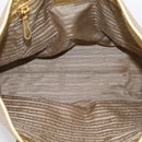 PRADA Hand Bag Jacquard Beige Gold Auth 202467-11