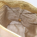 PRADA Hand Bag Jacquard Beige Gold Auth 202467-19