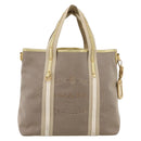 PRADA Hand Bag Jacquard Beige Gold Auth 202467-13