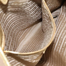 PRADA Hand Bag Jacquard Beige Gold Auth 202467-21