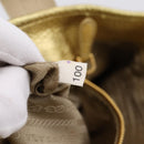 PRADA Hand Bag Jacquard Beige Gold Auth 202467-12