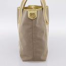 PRADA Hand Bag Jacquard Beige Gold Auth 202467-3