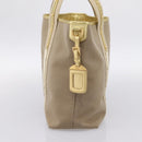PRADA Hand Bag Jacquard Beige Gold Auth 202467-4