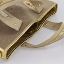 PRADA Hand Bag Jacquard Beige Gold Auth 202467-6