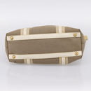 PRADA Hand Bag Jacquard Beige Gold Auth 202467-5