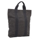 HERMES Her Line Cabas Tote Bag Canvas Gray Silver Auth 202470-1
