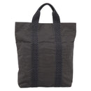 HERMES Her Line Cabas Tote Bag Canvas Gray Silver Auth 202470-13