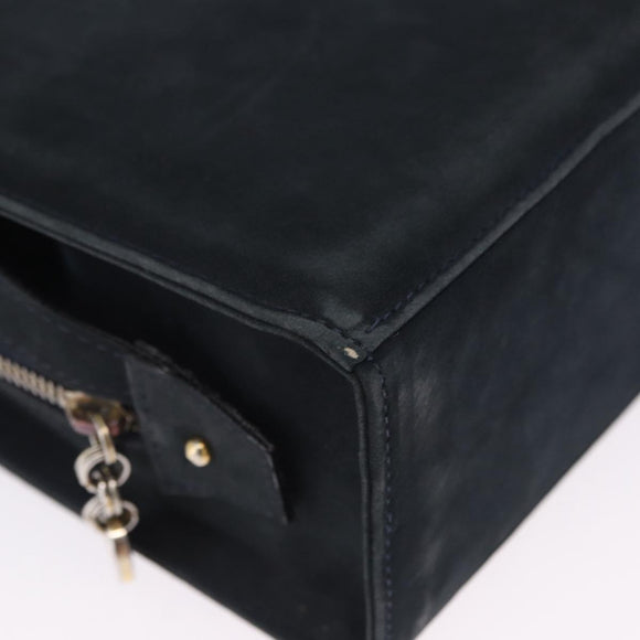Salvatore Ferragamo Vala Hand Bag Suede 2way Black Gold Auth 202471