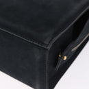 Salvatore Ferragamo Vala Hand Bag Suede 2way Black Gold Auth 202471-14