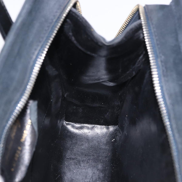 Salvatore Ferragamo Vala Hand Bag Suede 2way Black Gold Auth 202471