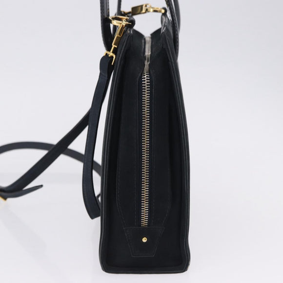 Salvatore Ferragamo Vala Hand Bag Suede 2way Black Gold Auth 202471