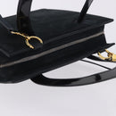 Salvatore Ferragamo Vala Hand Bag Suede 2way Black Gold Auth 202471-6