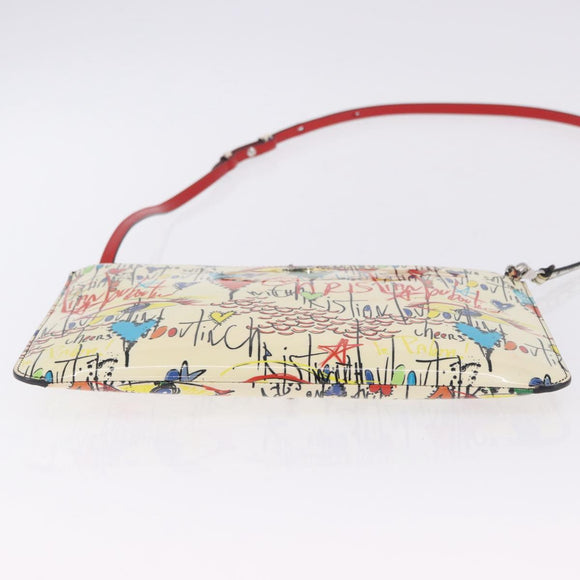 Christian Louboutin Shoulder Bag Patent leather White Silver Auth 202472A