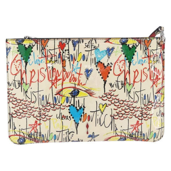 Christian Louboutin Shoulder Bag Patent leather White Silver Auth 202472A