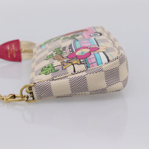 LOUIS VUITTON Damier Azur Vivienne Mini Pochette Pouch N60487 LV Auth 202478M