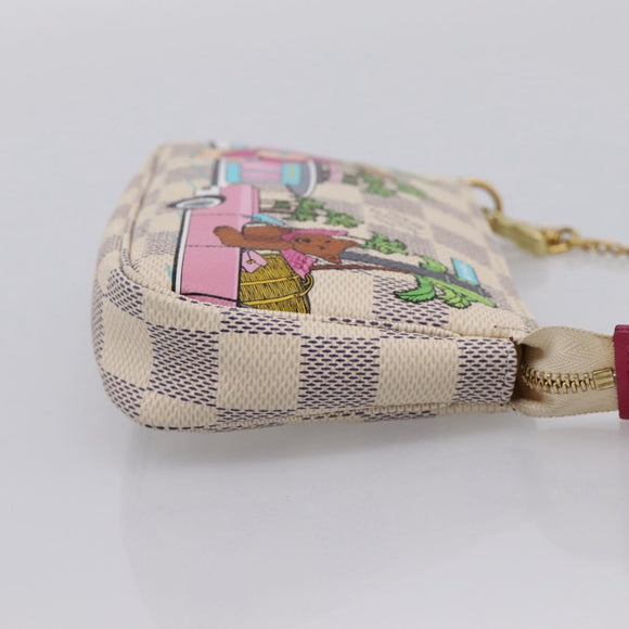 LOUIS VUITTON Damier Azur Vivienne Mini Pochette Pouch N60487 LV Auth 202478M