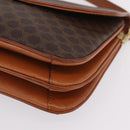 CELINE Macadam Canvas Shoulder Bag PVC Leather Brown Gold Auth 202490-17