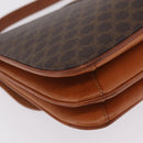 CELINE Macadam Canvas Shoulder Bag PVC Leather Brown Gold Auth 202490-18