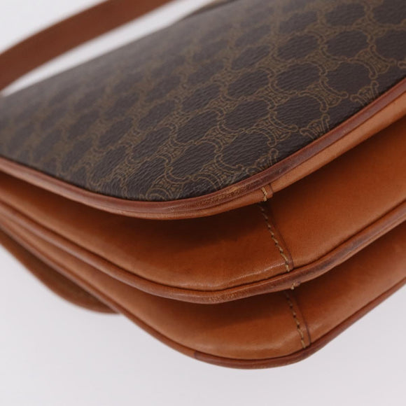 CELINE Macadam Canvas Shoulder Bag PVC Leather Brown Gold Auth 202490