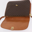 CELINE Macadam Canvas Shoulder Bag PVC Leather Brown Gold Auth 202490-21