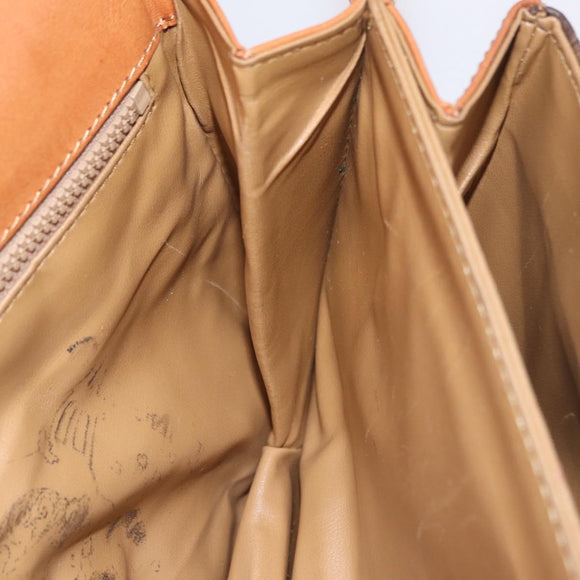 CELINE Macadam Canvas Shoulder Bag PVC Leather Brown Gold Auth 202490