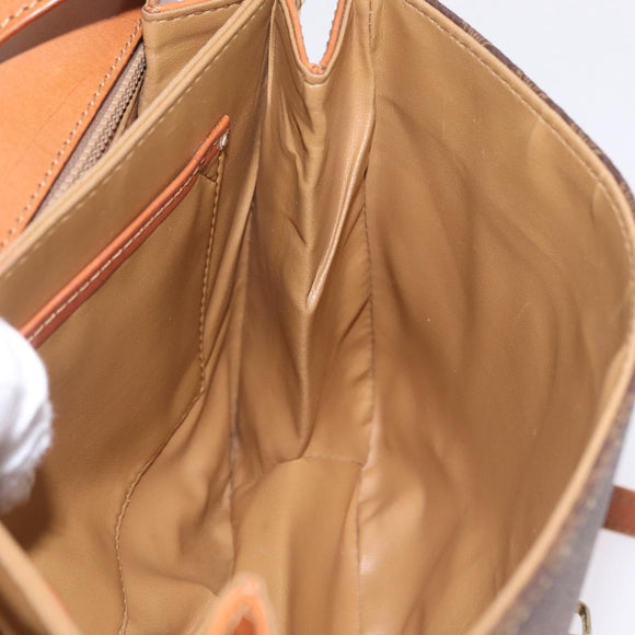 CELINE Macadam Canvas Shoulder Bag PVC Leather Brown Gold Auth 202490