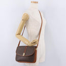 CELINE Macadam Canvas Shoulder Bag PVC Leather Brown Gold Auth 202490-32