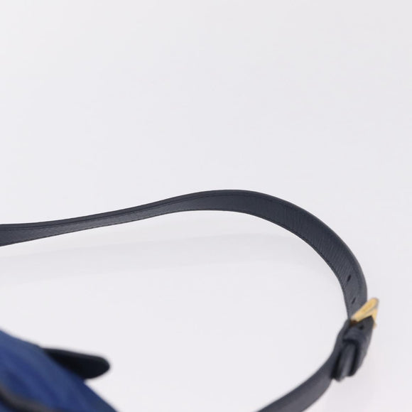 PRADA Shoulder Bag Nylon Blue Gold Auth 202491