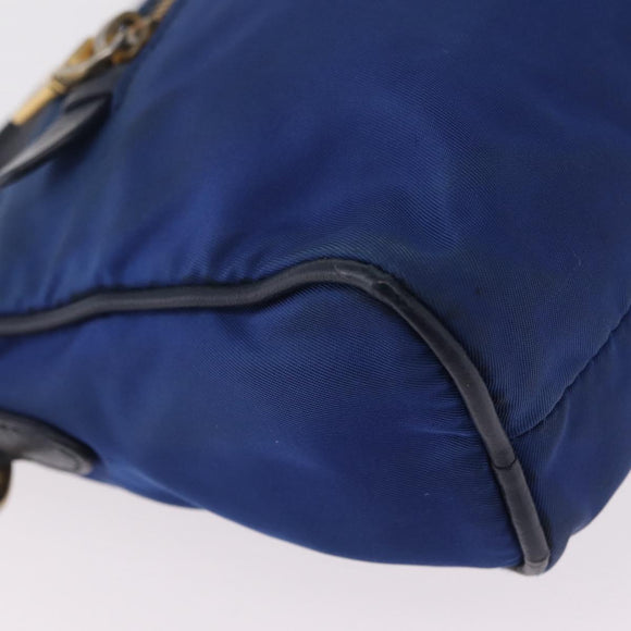 PRADA Shoulder Bag Nylon Blue Gold Auth 202491