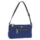 PRADA Shoulder Bag Nylon Blue Gold Auth 202491-1