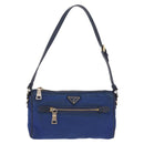 PRADA Shoulder Bag Nylon Blue Gold Auth 202491-13