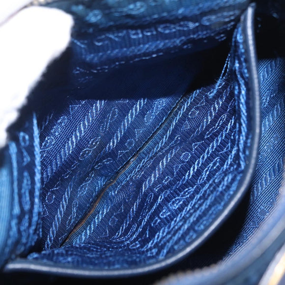 PRADA Shoulder Bag Nylon Blue Gold Auth 202491
