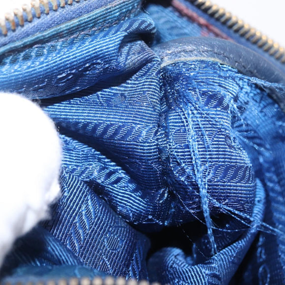 PRADA Shoulder Bag Nylon Blue Gold Auth 202491