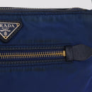 PRADA Shoulder Bag Nylon Blue Gold Auth 202491-2