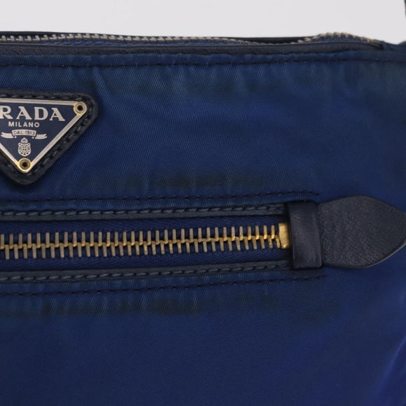PRADA Shoulder Bag Nylon Blue Gold Auth 202491