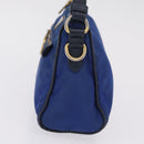 PRADA Shoulder Bag Nylon Blue Gold Auth 202491-4