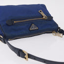 PRADA Shoulder Bag Nylon Blue Gold Auth 202491-7