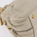 Miu Miu Hand Bag Leather White Gold Auth 202495-10
