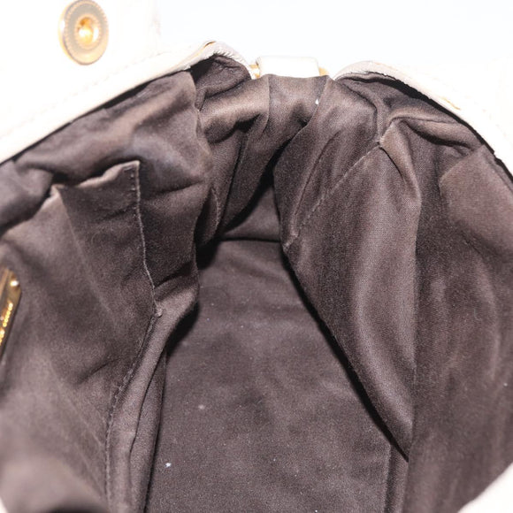 Miu Miu Hand Bag Leather White Gold Auth 202495