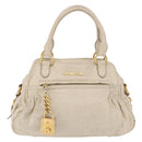Miu Miu Hand Bag Leather White Gold Auth 202495-13