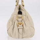 Miu Miu Hand Bag Leather White Gold Auth 202495-4