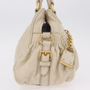 Miu Miu Hand Bag Leather White Gold Auth 202495-5