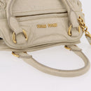 Miu Miu Hand Bag Leather White Gold Auth 202495-7