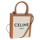 CELINE Vertical Mini Hand Bag Canvas 2way Beige Auth 202496M-1