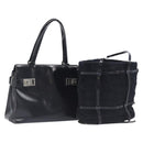 Salvatore Ferragamo Hand Bag Leather Pile 2 Set Black Auth 202497-1